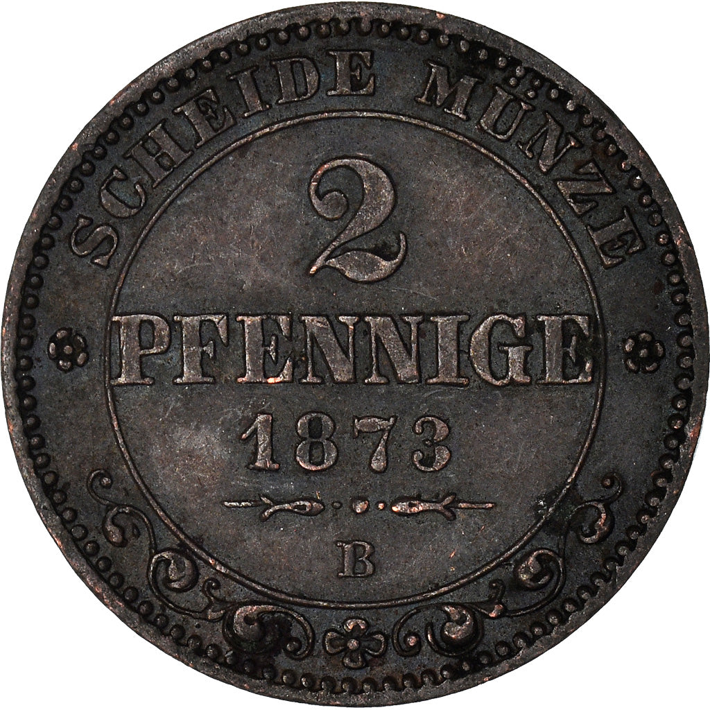 Coin, German States, SAXONY-ALBERTINE, Johann, 2 Pfennig, 1873, EF(40-45)