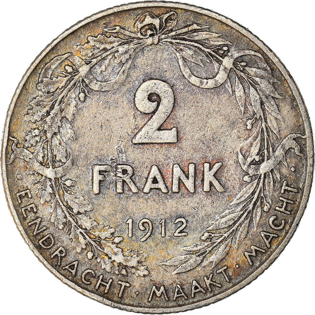 Coin, Belgium, 2 Francs, 2 Frank, 1912, VF(30-35), Silver, KM:75