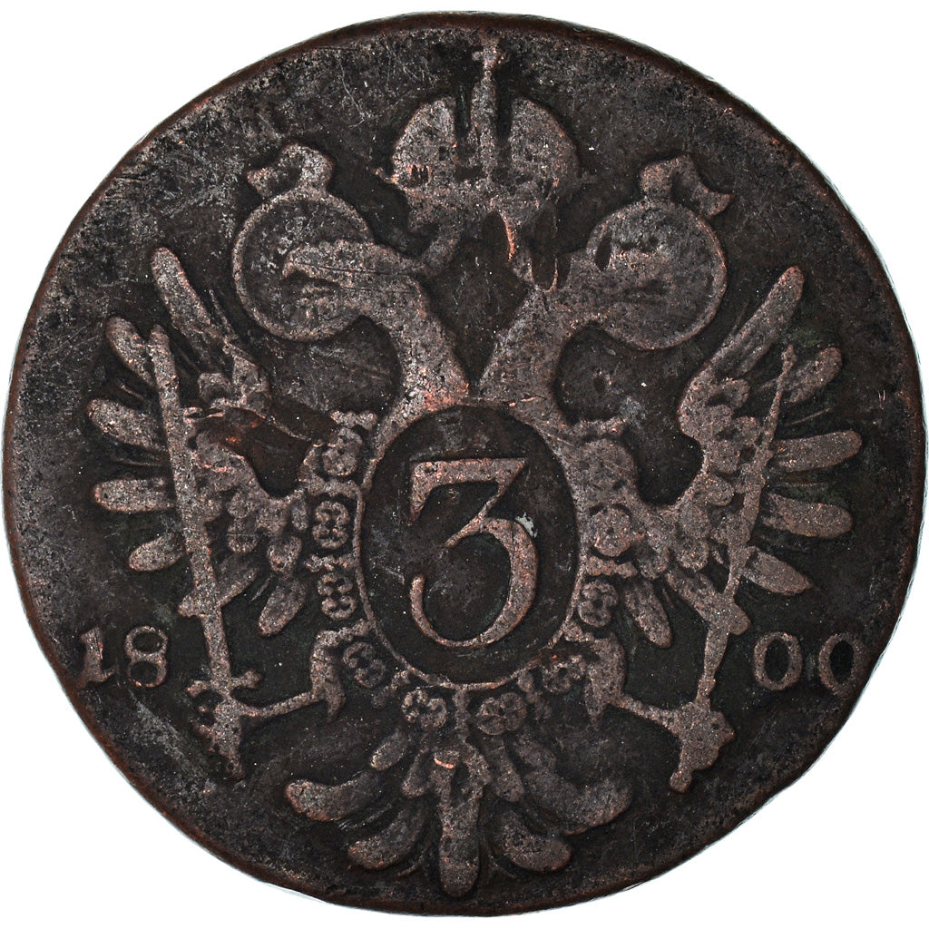 Coin, Austria, Franz II (I), 3 Kreuzer, 1800, Schmollnitz, VF(20-25), Copper