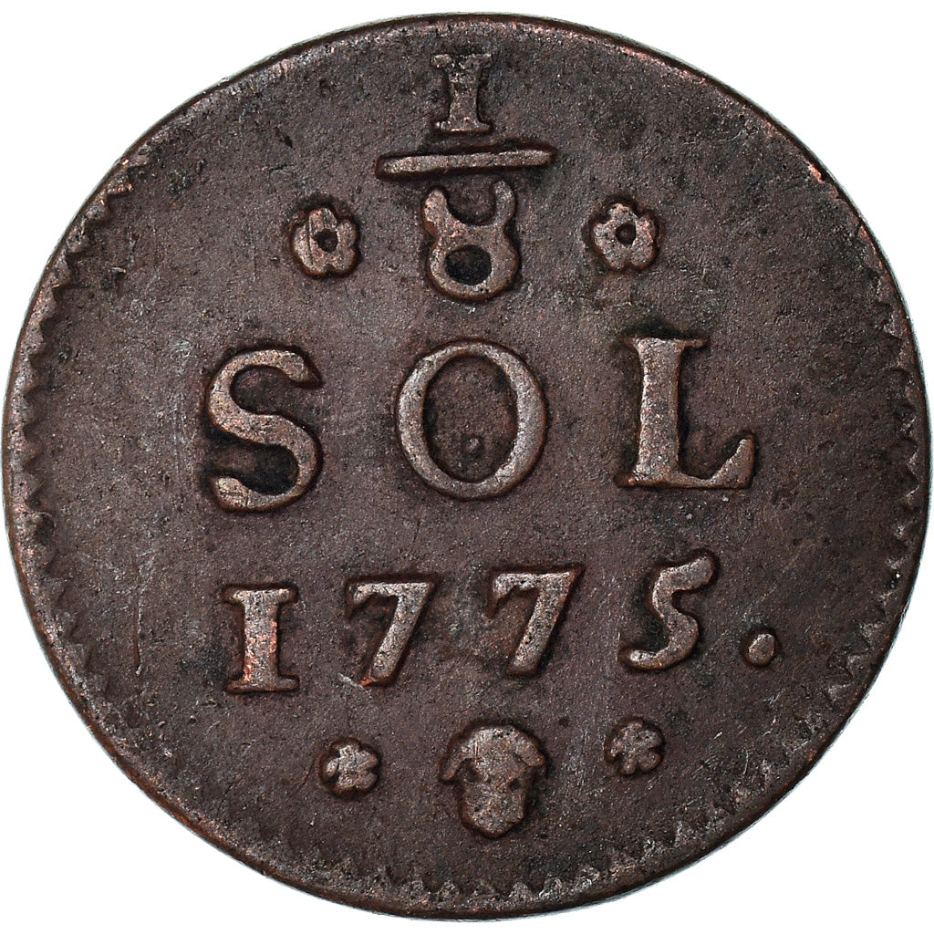 Coin, Luxembourg, Maria Theresa, 1/8 Sol, 1775, Brussels, EF(40-45), Copper