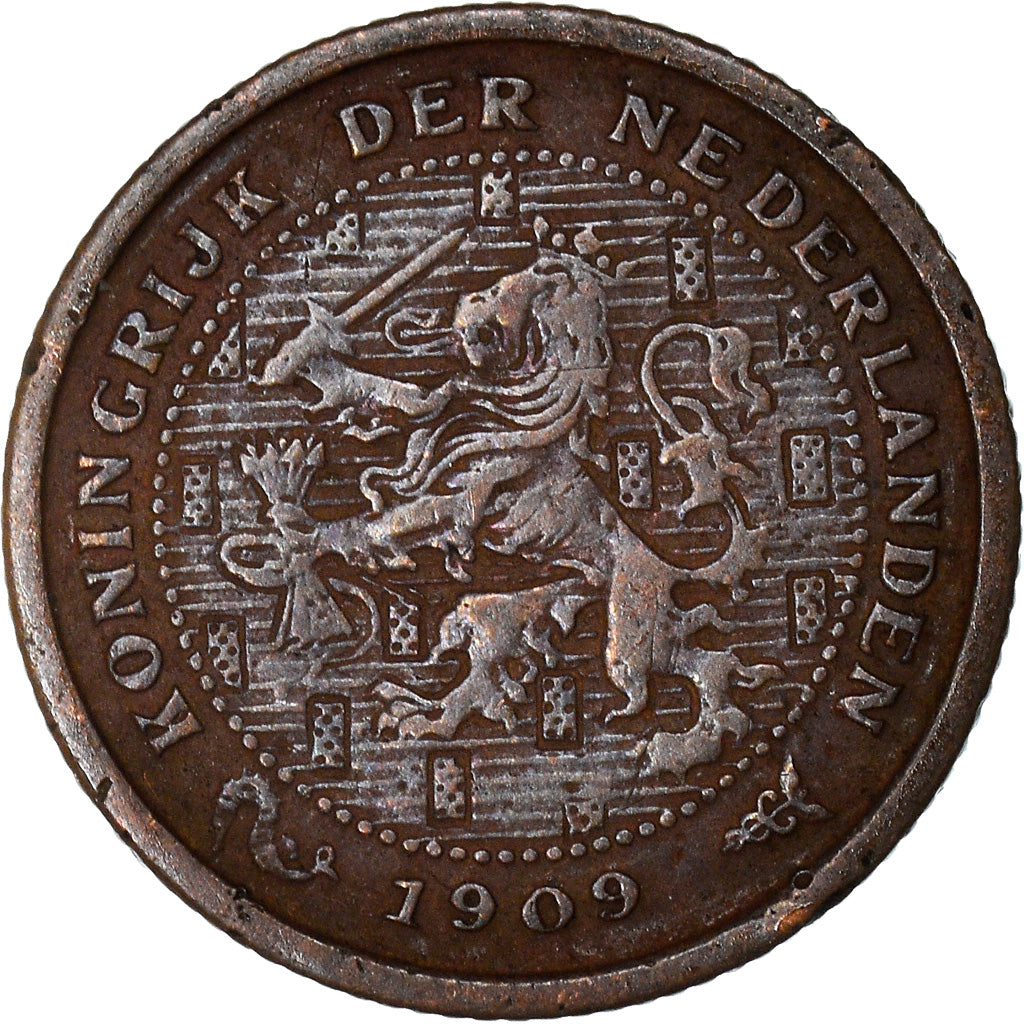 Münze, Niederlande, Wilhelmina I, 1/2 Cent, 1909, Utrecht, SS, Bronze, KM:138