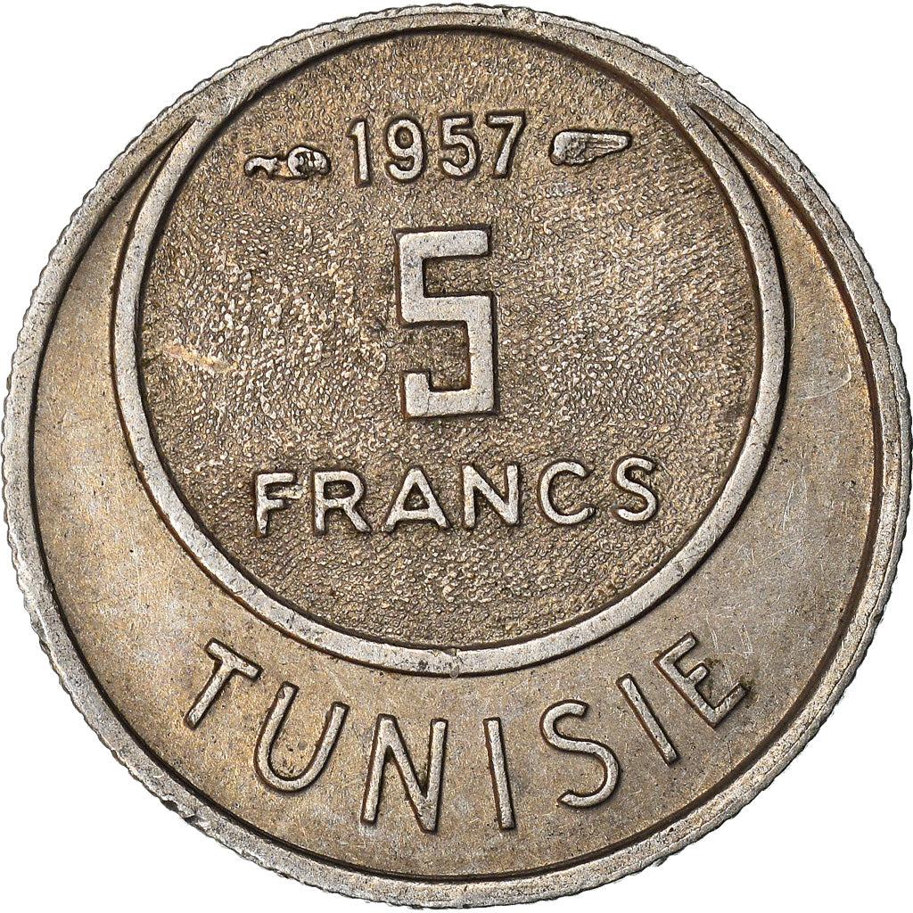 Münze, Tunesien, Muhammad al-Amin Bey, 5 Francs, 1957, Paris, SS+
