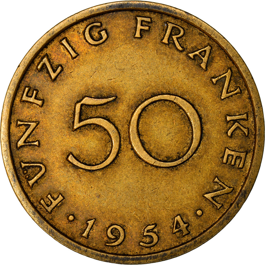 Monnaie, SAARLAND, 50 Franken, 1954, Paris, TTB, Aluminum-Bronze, KM:3