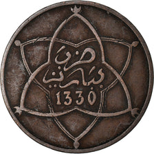 Coin, Morocco, Yusuf, 10 Mazunas, 1912/AH1330, bi-Bariz, Paris, EF(40-45)