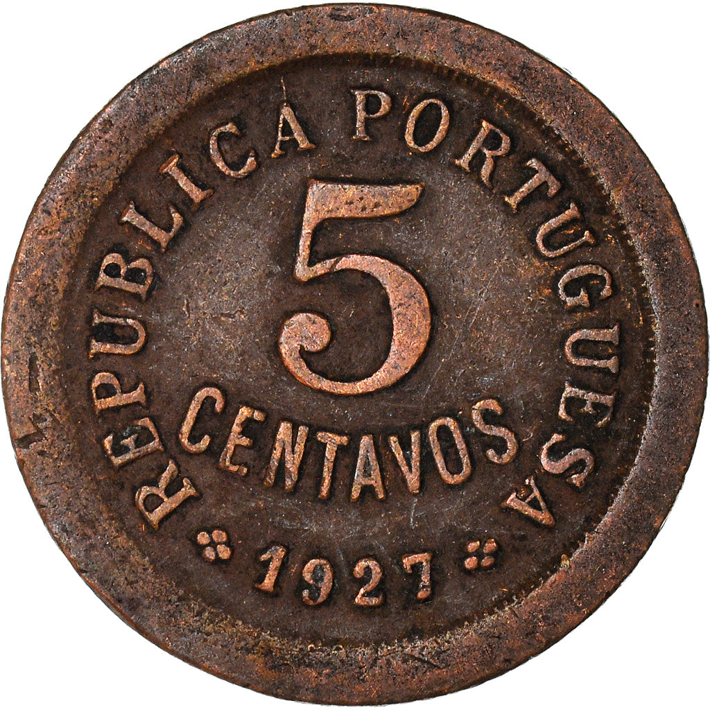 Moneta, Portogallo, 5 Centavos, 1927, MB+, Bronzo, KM:572
