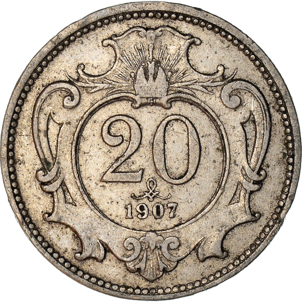 Coin, Austria, Franz Joseph I, 20 Heller, 1907, EF(40-45), Nickel, KM:2803