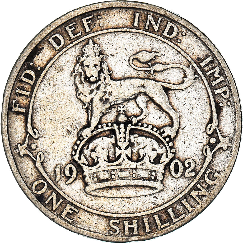 Coin, Great Britain, Edward VII, Shilling, 1902, VF(20-25), Silver, KM:800