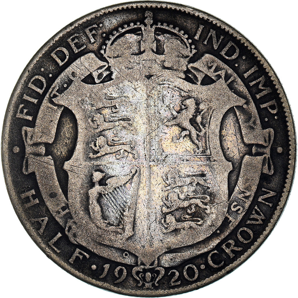 Coin, Great Britain, George V, 1/2 Crown, 1920, F(12-15), Silver, KM:818.1a