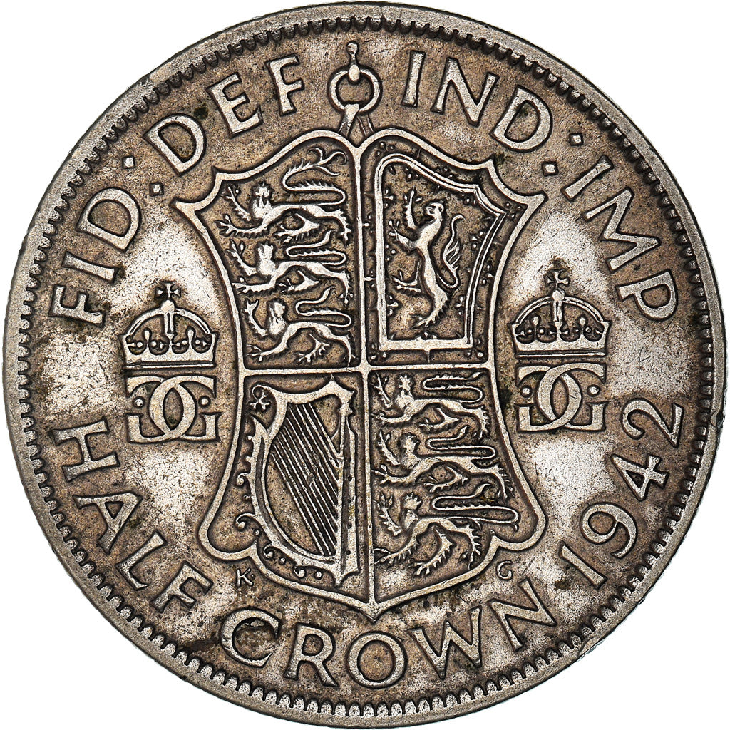 Coin, Great Britain, George VI, 1/2 Crown, 1942, EF(40-45), Silver, KM:856