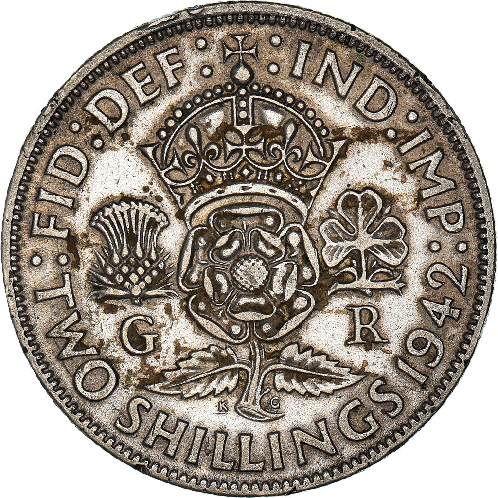 Münze, Großbritannien, George VI, Florin, Two Shillings, 1942, SS, Silber