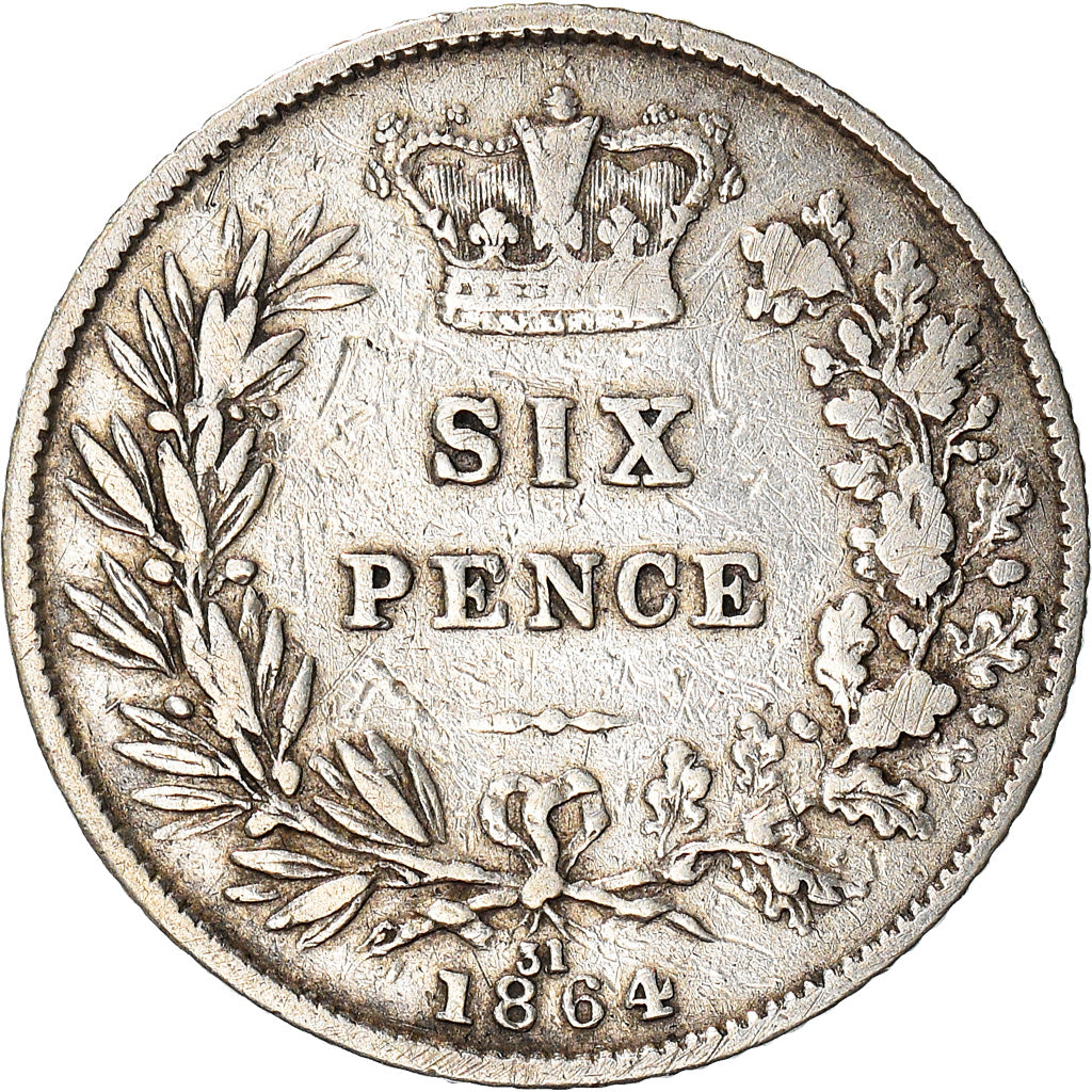 Coin, Great Britain, Victoria, 6 Pence, 1864, VF(20-25), Silver, KM:733.2