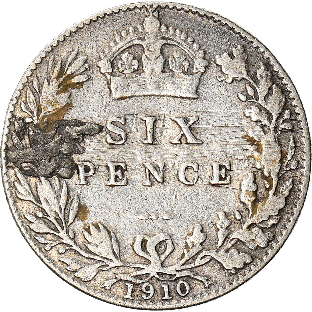 Coin, Great Britain, Edward VII, 6 Pence, 1910, VF(20-25), Silver, KM:799