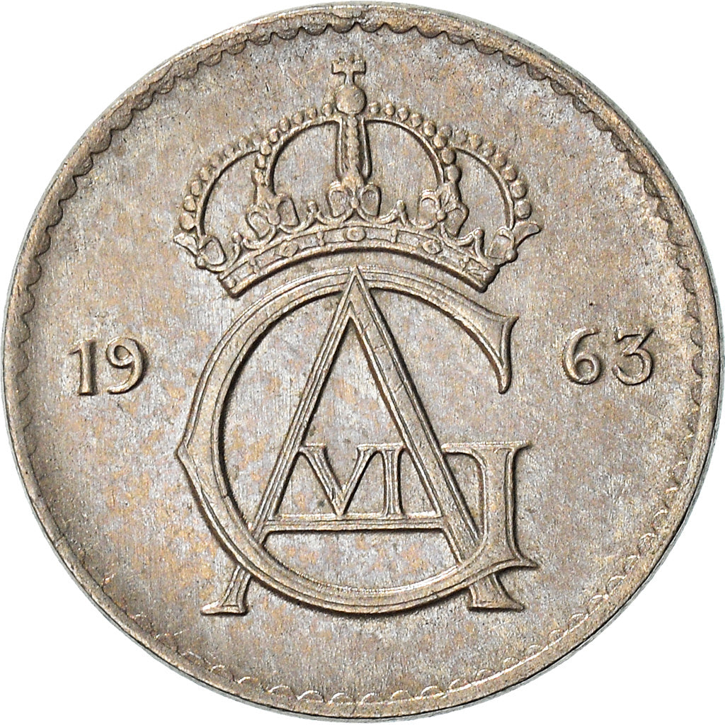Coin, Sweden, Gustaf VI, 25 Öre, 1963, AU(50-53), Copper-nickel, KM:836