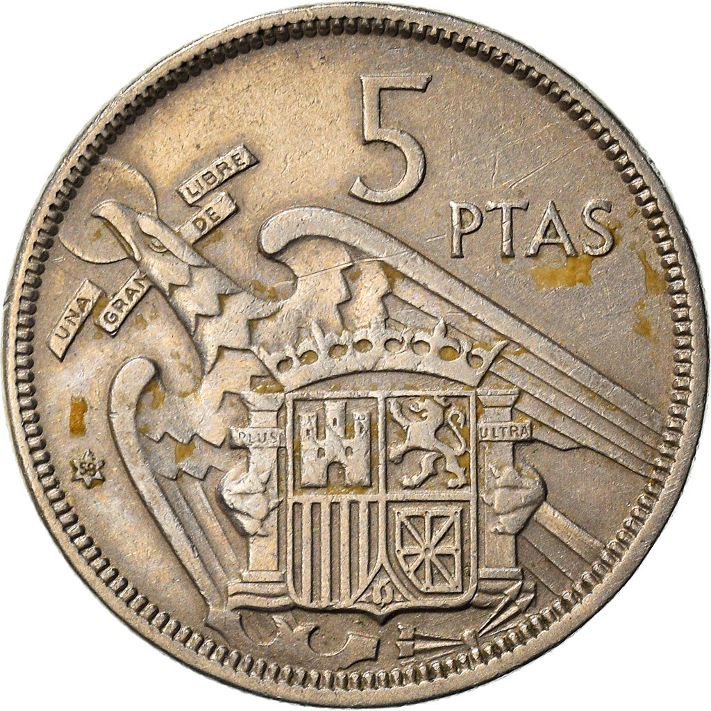 Coin, Spain, Caudillo and regent, 5 Pesetas, 1957 (58), EF(40-45)