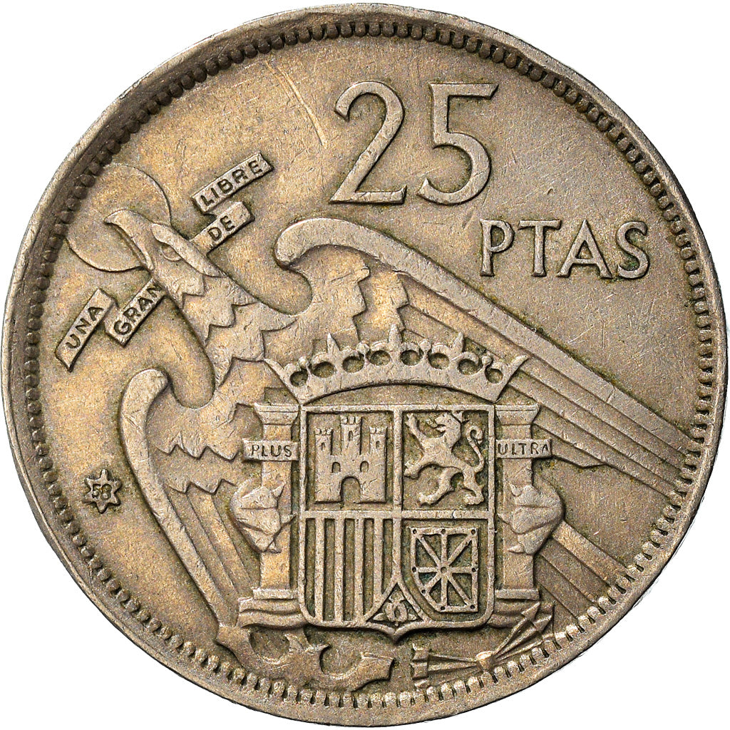 Coin, Spain, Caudillo and regent, 25 Pesetas, 1957 (58), EF(40-45)