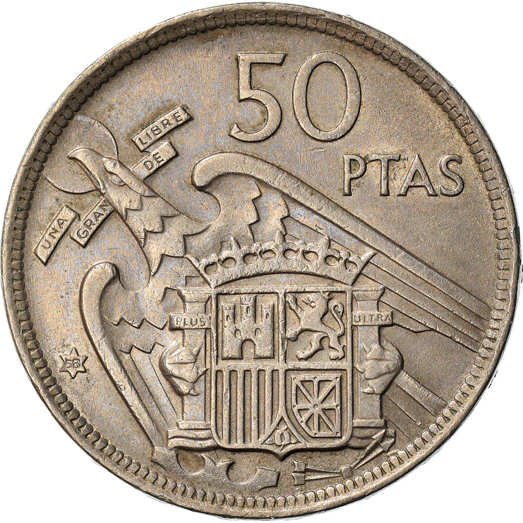 Coin, Spain, Caudillo and regent, 50 Pesetas, 1957 (58), EF(40-45)