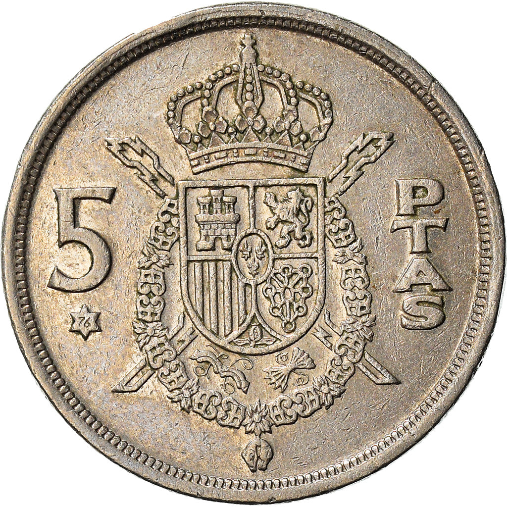Moneta, Spagna, Juan Carlos I, 5 Pesetas, 1975 (76), BB, Rame-nichel, KM:807