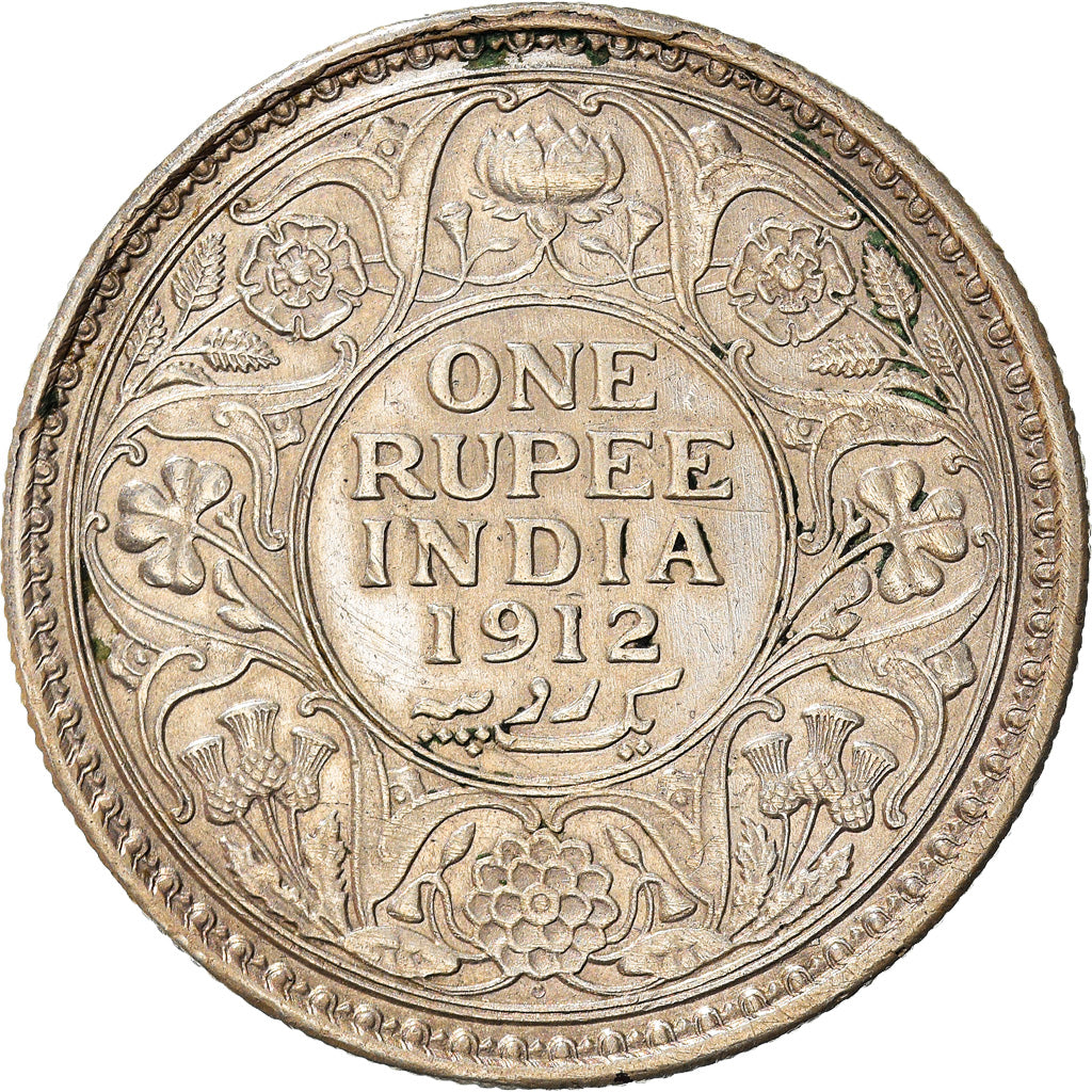 Coin, INDIA-BRITISH, George V, Rupee, 1912, Bombay, EF(40-45), Silver, KM:524