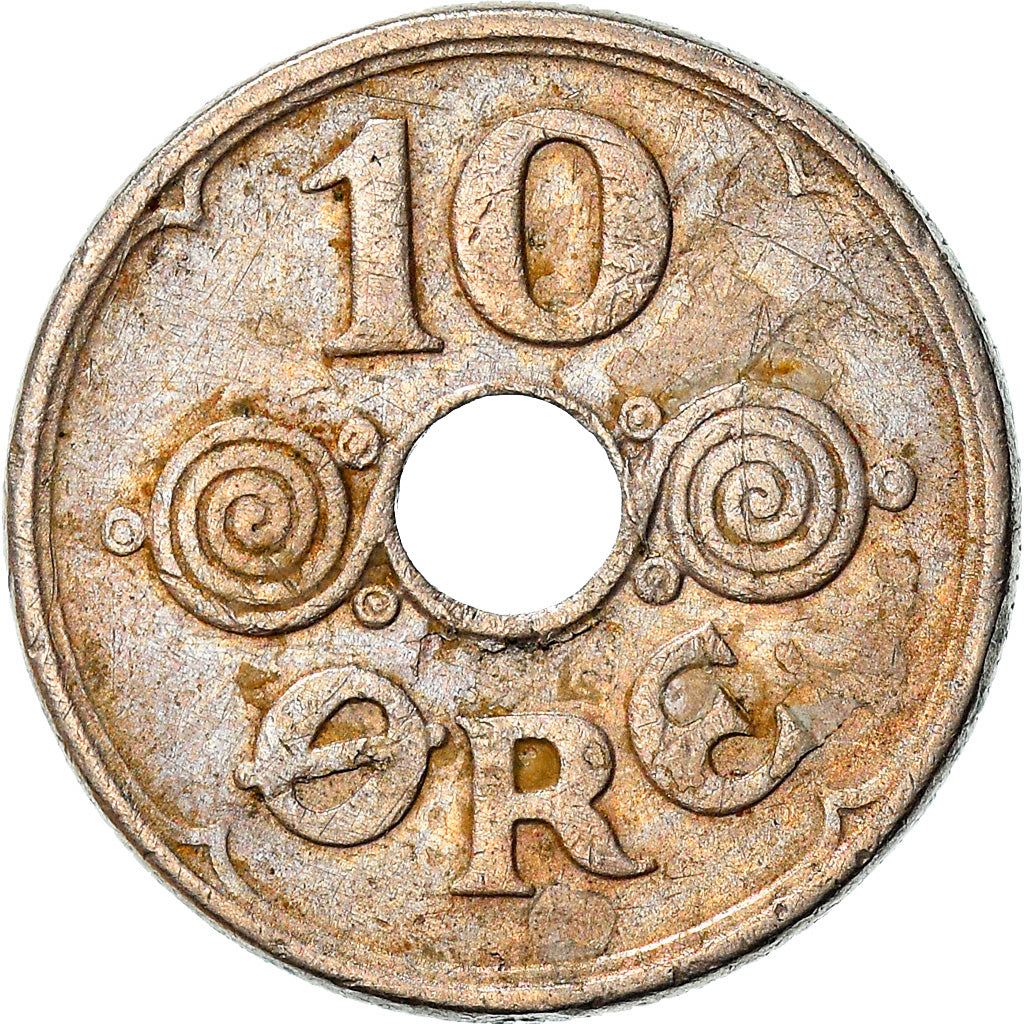 Moneta, Danimarca, Christian X, 10 Öre, 1940, Copenhagen, BB, Rame-nichel