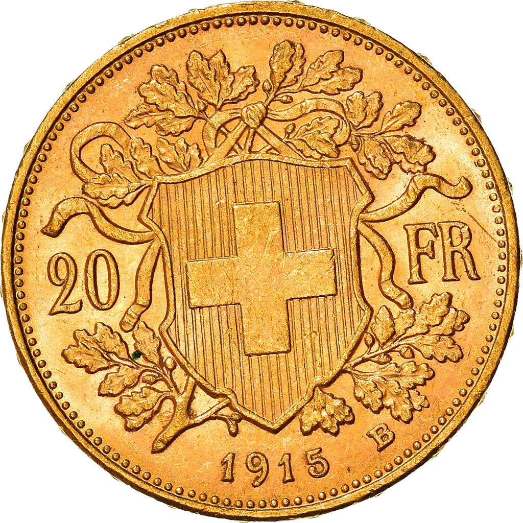 Moneda, Suiza, 20 Francs, 1915, Bern, EBC+, Oro, KM:35.1