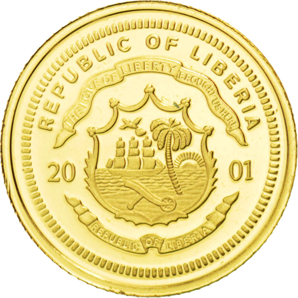 Coin, Liberia, 25 Dollars, 2001, MS(65-70), Gold, KM:634