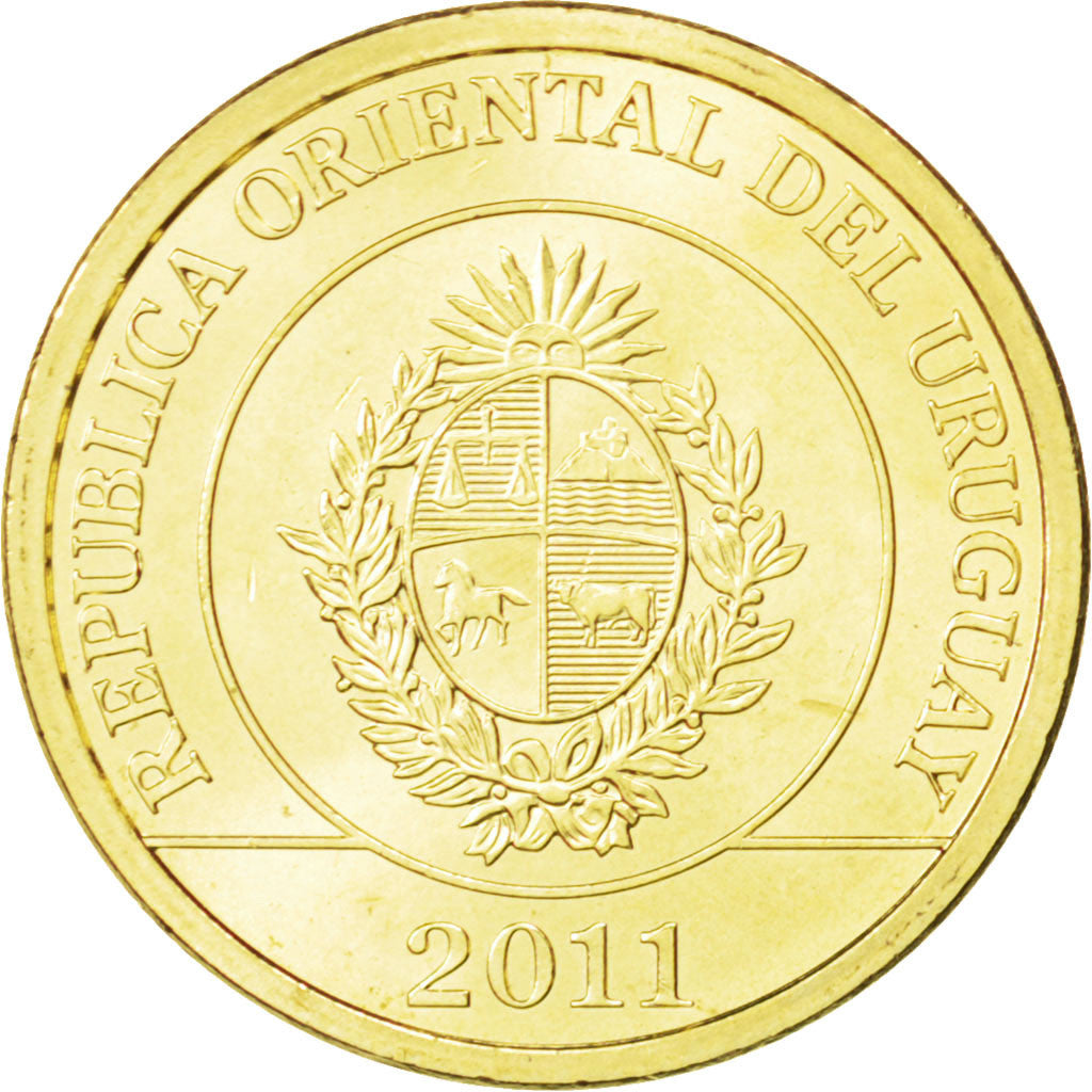 Uruguay, Un Peso Uruguayo, 2011, SPL, Acciaio placcato ottone, KM:135