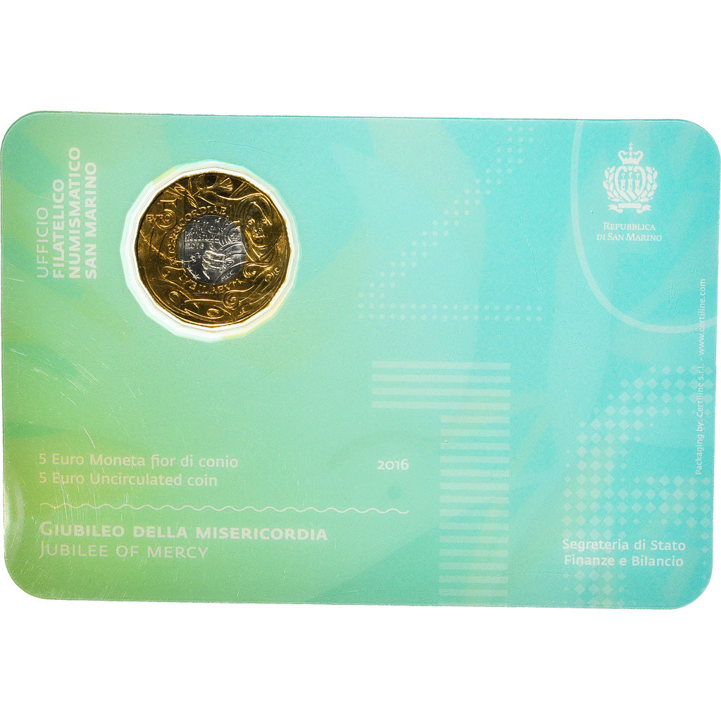 San Marino, 5 Euro, Jubilee Year of Mercy, 2016, Rome, MS(65-70), Bi-Metallic
