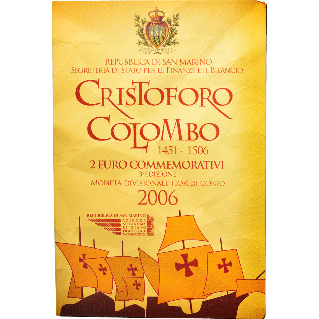 San Marino, 2 Euro, Christophe Colomb, 2006, Rome, MS(65-70), Bi-Metallic