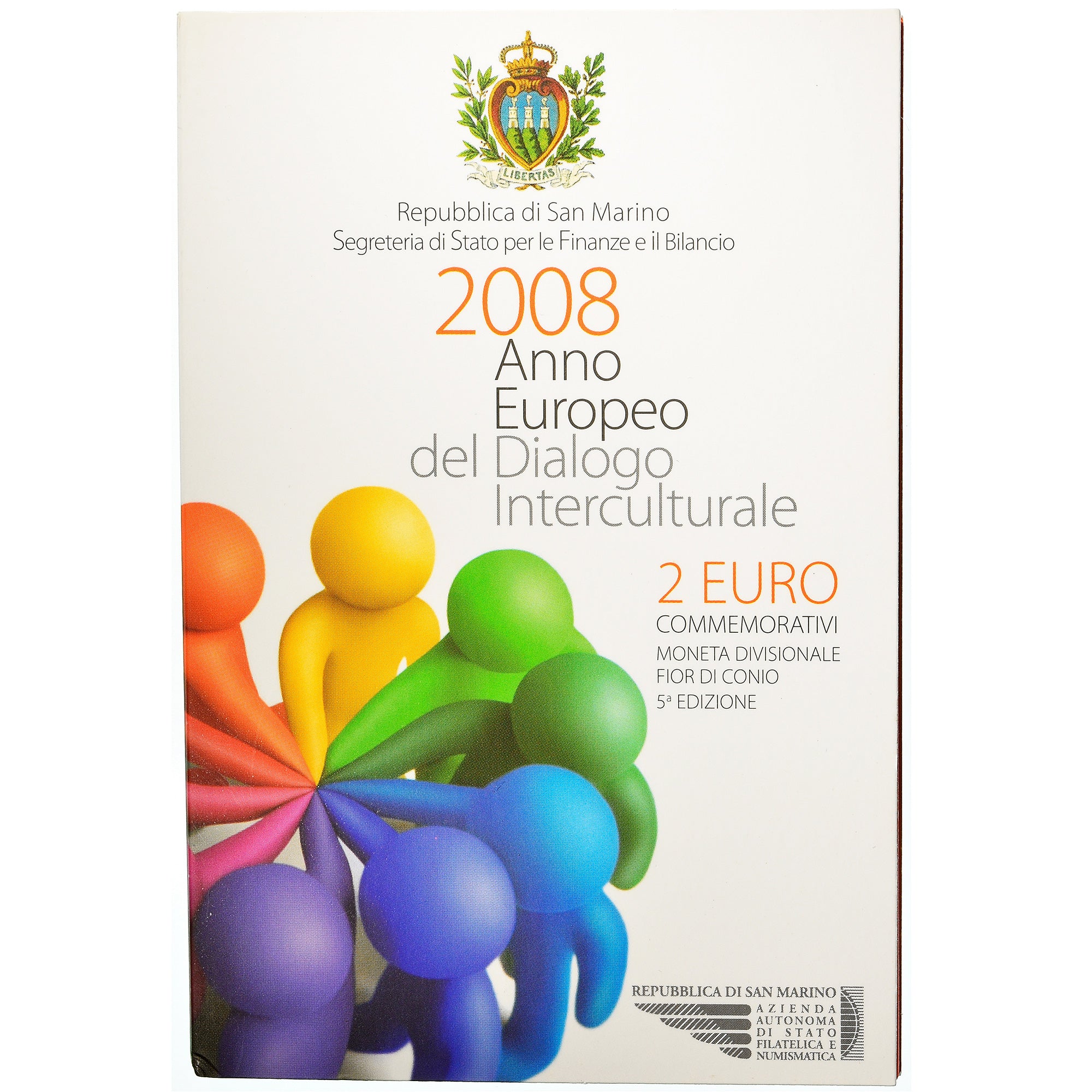 San Marino, 2 Euro, European Year of Intercultural Dialogue, 2008, MS(65-70)