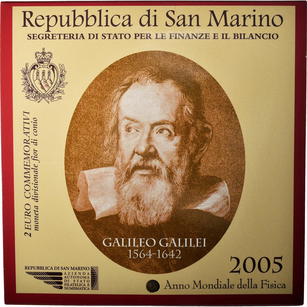 San Marino, 2 Euro, Galileo Galilei, 2005, Rome, BU, MS(65-70), Bi-Metallic