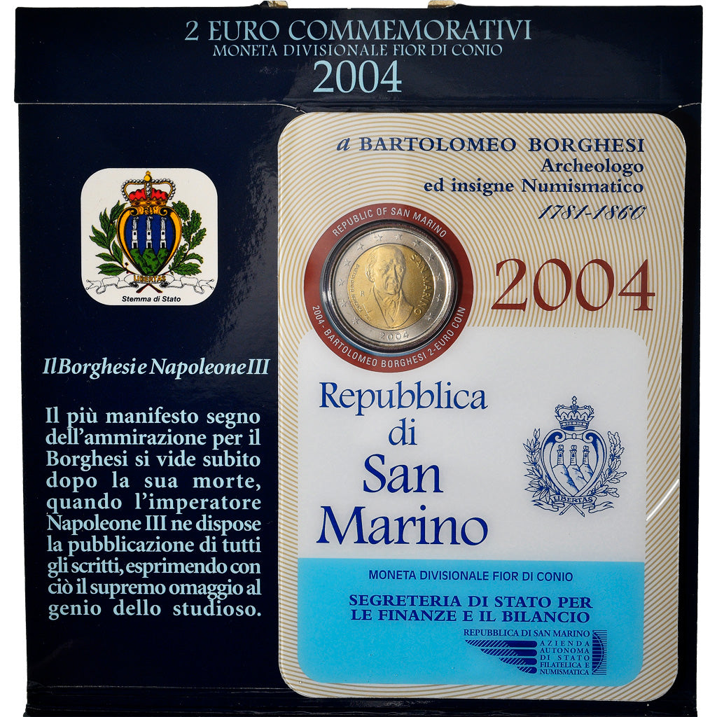 San Marino, 2 Euro, Bartolomeo Borghesi, 2004, Rome, MS(65-70)