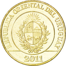Munten, Uruguay, 5 Pesos Uruguayos, 2011, UNC-, Brass plated steel, KM:137