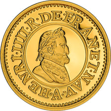 Francia, medalla, Henri IV, Reproduction, Double tournois de 1607, FDC, Oro