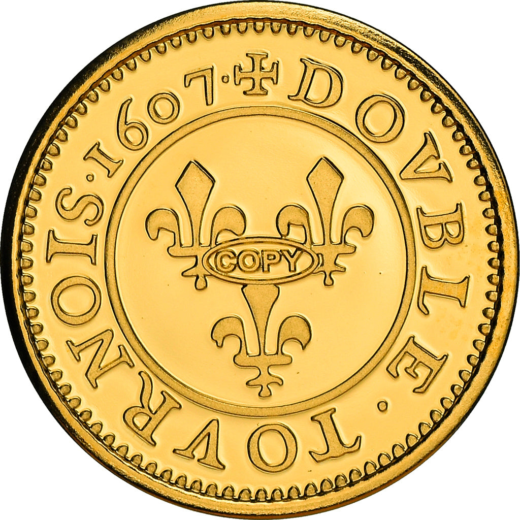 Francia, medaglia, Henri IV, Reproduction, Double tournois de 1607, FDC, Oro