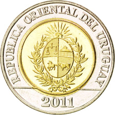 Uruguay, 10 Pesos Uruguayos, 2011, SPL, Bi-metallico, KM:134
