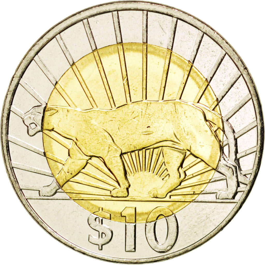 URUGUAY, 10 Pesos Uruguayos, 2011, KM #134, MS(63), Bi-Metallic, 28, 10.33