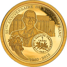 Francia, medaglia, Charles de Gaulle, 55è Anniversaire du Nouveau Franc, FDC