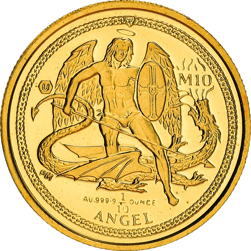 Monnaie, Isle of Man, Elizabeth II, Archangel Michael, 1/10 Oz, 2016, FDC, Or