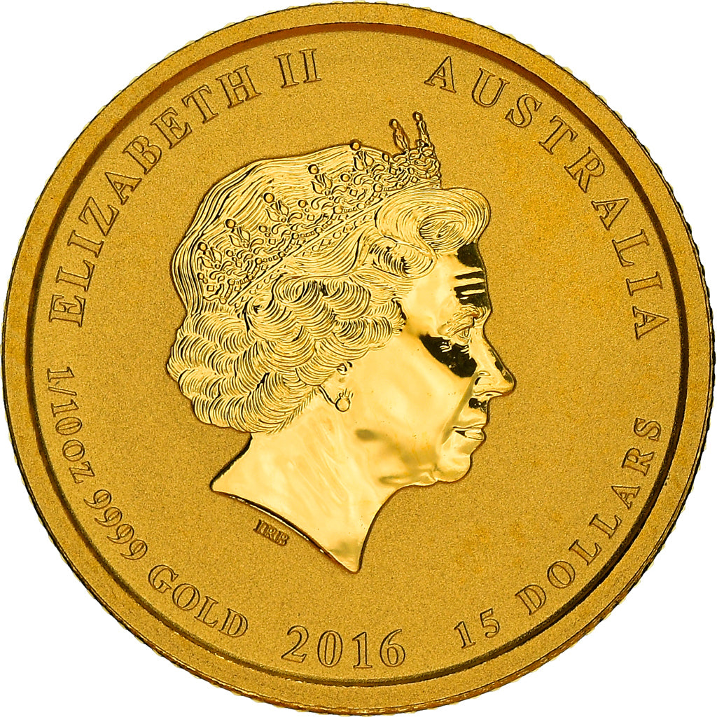 Coin, Australia, Elizabeth II, Year of the Monkey, 15 Dollars, 2016, 1/10 Oz