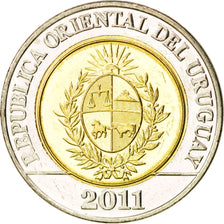 Coin, Uruguay, 10 Pesos Uruguayos, 2011, MS(63), Bi-Metallic, KM:134