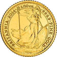 Coin, Great Britain, Elizabeth II, Britannia, 10 Pounds, 2014, 1/10 Oz