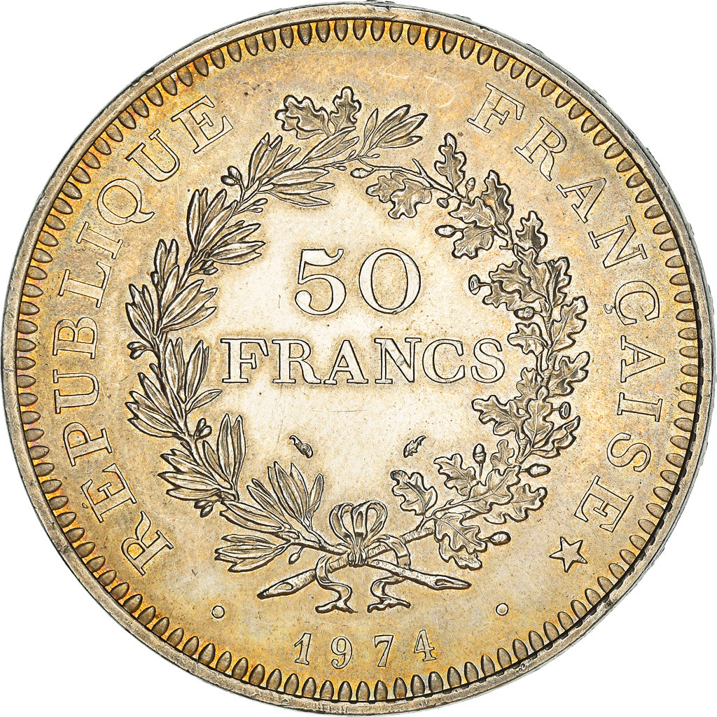 Coin, France, Hercule, 50 Francs, 1974, Paris, AU(55-58), Silver, KM:941.1
