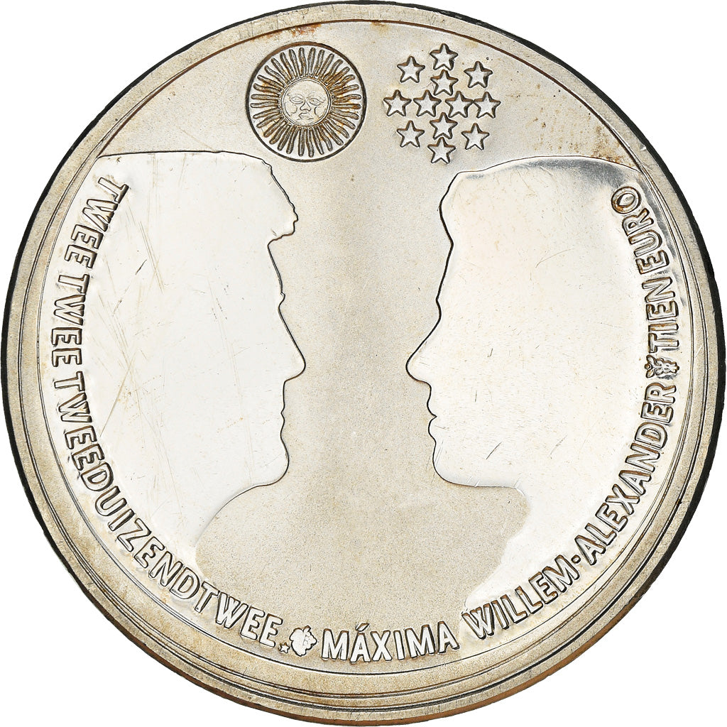 Niederlande, 10 Euro, wedding of willem alexander and maxima, 2002, Utrecht, VZ