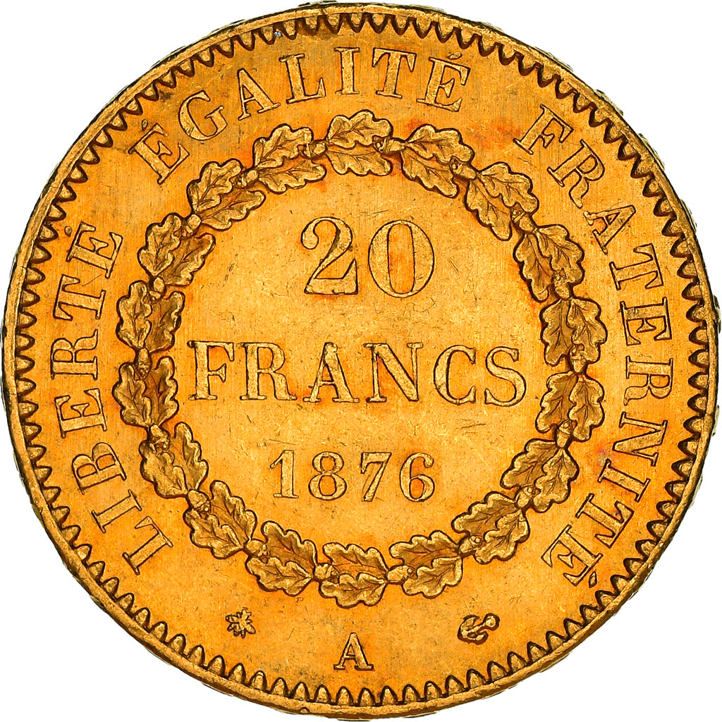 Munten, Frankrijk, Génie, 20 Francs, 1876, Paris, PR, Goud, KM:825