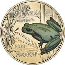 Austria, 3 Euro, The Frog, 2018, Colourized, MS(65-70), Copper-nickel