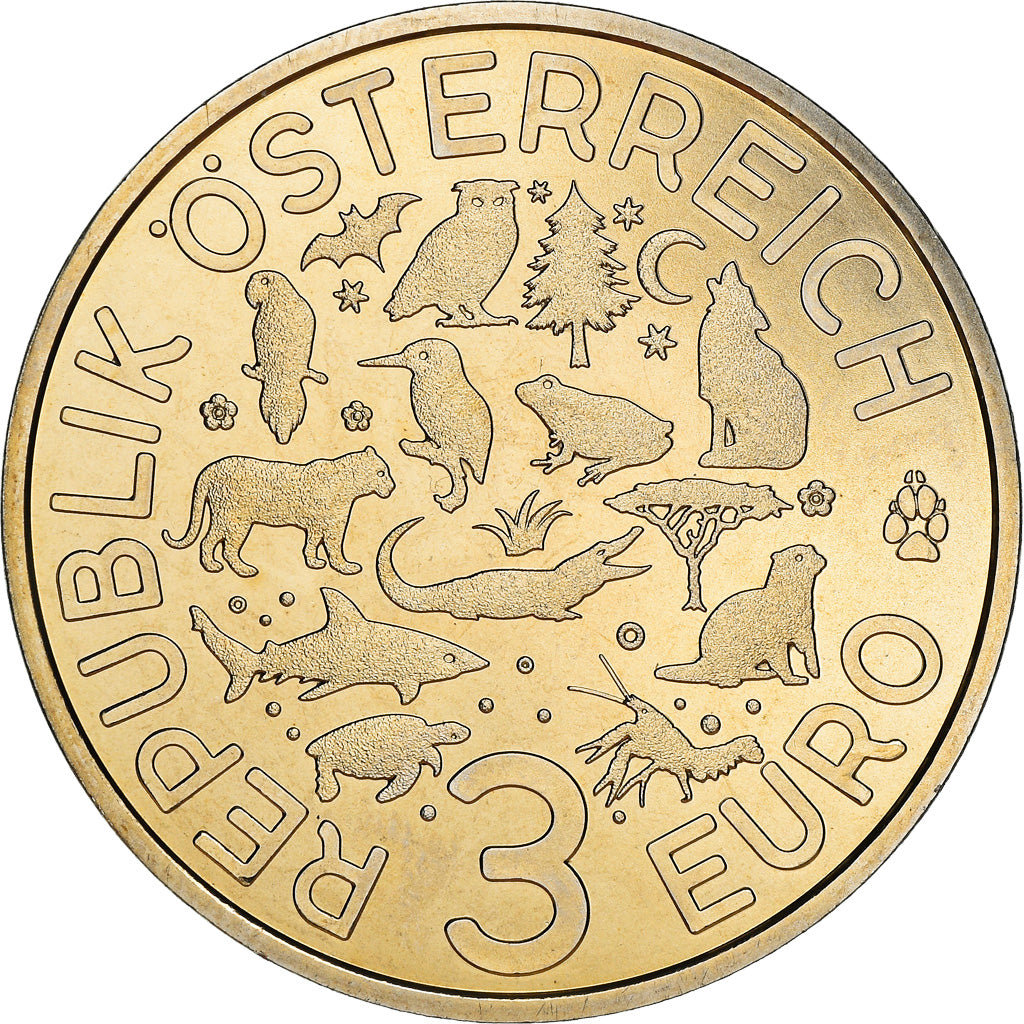Austria, 3 Euro, The Frog, 2018, Colourized, MS(65-70), Copper-nickel