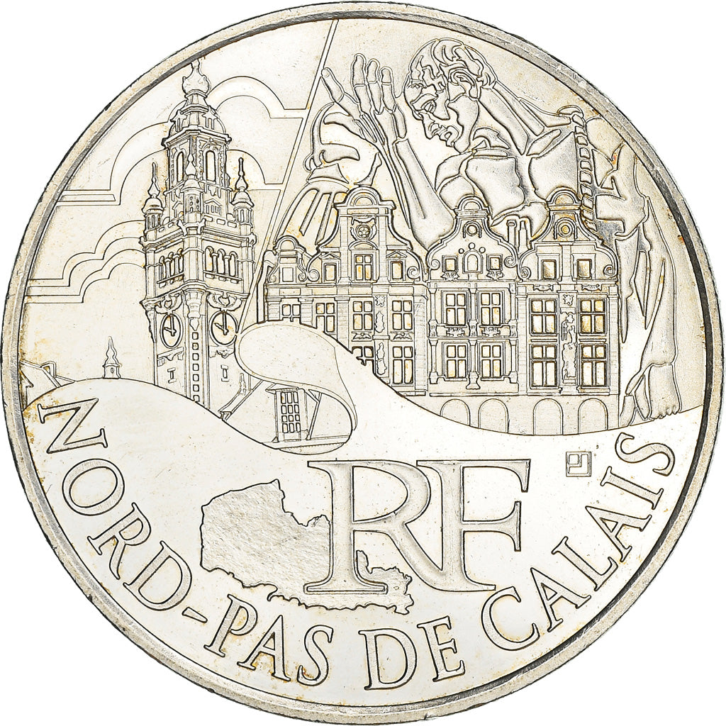 France, 10 Euro, Nord-Pas de Calais, 2011, Paris, AU(55-58), Silver, KM:1880