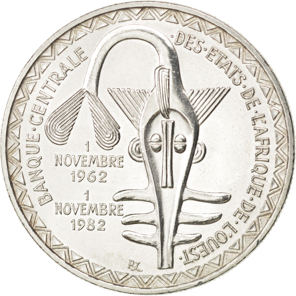 West African States, 5000 Francs, 1982, KM #11, MS(63), Silver, 24.87