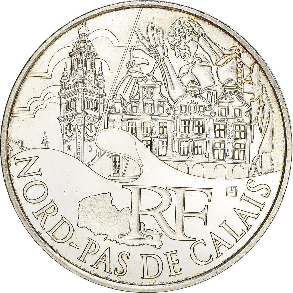 Francja, 10 Euro, Nord-Pas de Calais, 2011, Paris, AU(55-58), Srebro, KM:1880