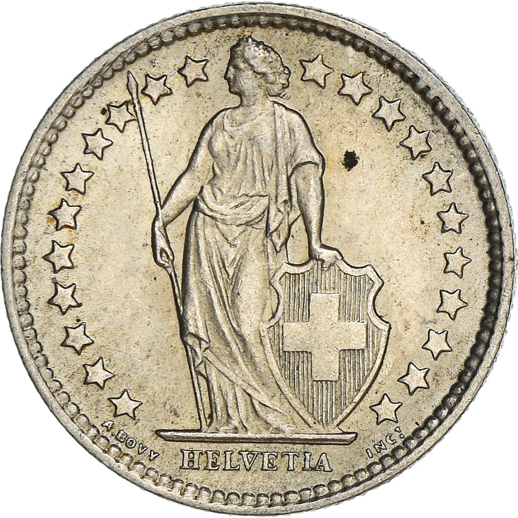 Coin, Switzerland, 1/2 Franc, 1957, Bern, MS(60-62), Silver, KM:23